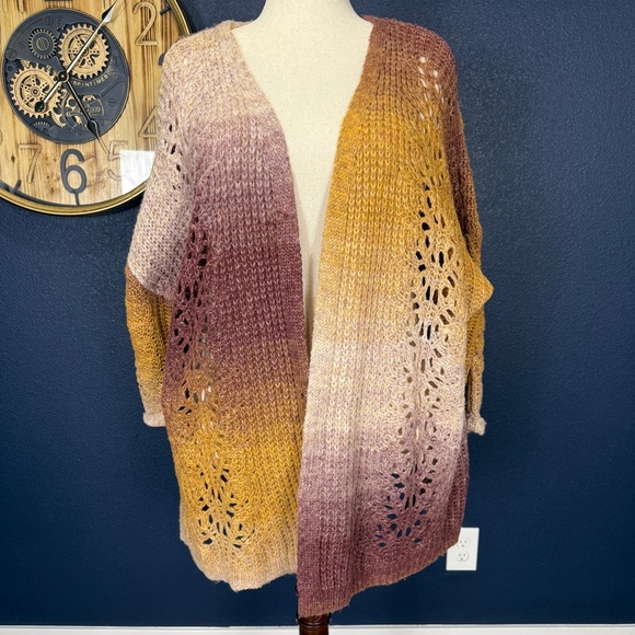 Maurices Spacedye Wave Stitch 3/4 Sleeve Cardigan Plus Size 3X - Picture 2 of 8